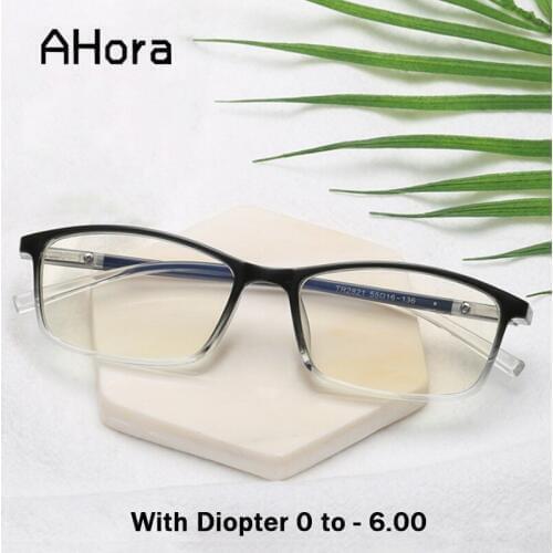 Ahora Men Women Finished Myopia Glasses Frame With Diopter 0 to -6.0 Computer Glasses Simple Square Spectacles