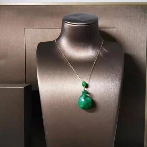 S925 sterling silver necklace natural jade jade lucky transfer Chinese classical time comes auspicious shape pendant