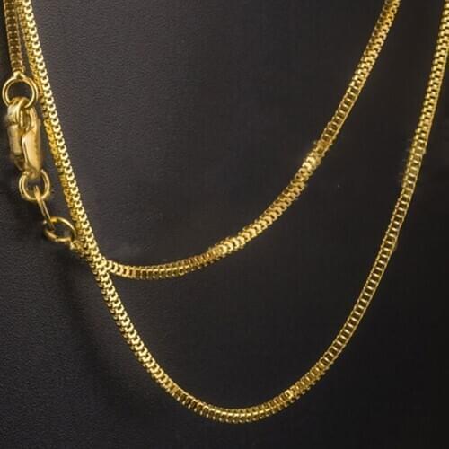 Real 18K Yellow Gold Milan Box Chain Women Necklace 16" 18" GUARANTEED 18KT PURE GOLD 1.3mmW Necklace Lobster Clasp