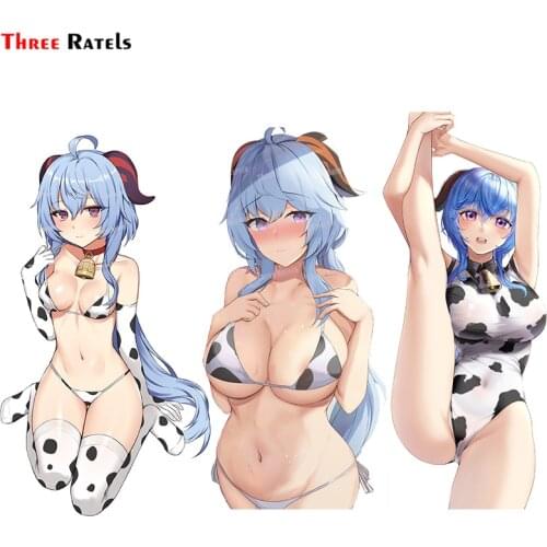 Three Ratels A237 Ganyu Genshin Impact Sticker For Passat B6 Sunscreen Car Decal Waterproof Decal Windshield Scratch-Proof Decor