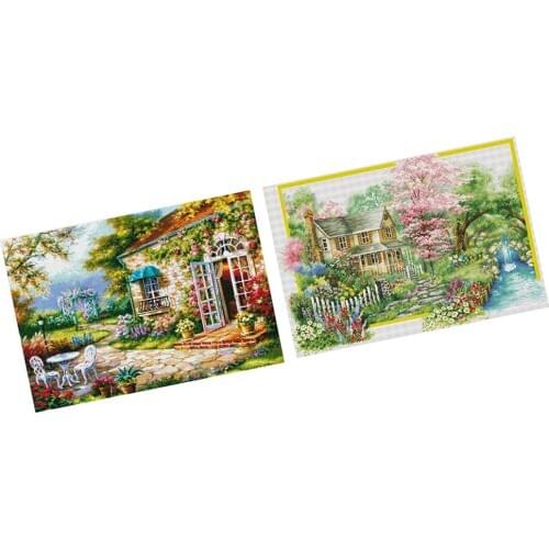 Garden House Dimensions Craft Stamped Cross Stitch Kit DIY Needlecraft 11 Count