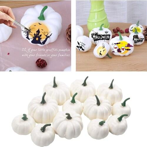 Realistic Fake Artificial White Small Pumpkins For Halloween Fall Harvest Thanksgiving Party Decor DIY Craft