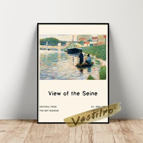 View Of The Seine Print Art Retro Poster, Exhibition Museum Canvas Painting, Home Decor Living Room Wall Art Prints Picture Gift