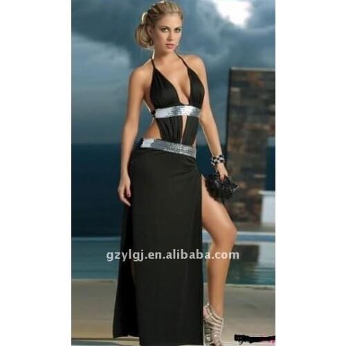 Sexy Womens Black Long Dress Club Wear Dance Party Dress LS607 One Size
