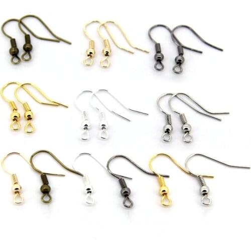 100 Pcs Gold & Silver & Bronze Plated Ear Wire Hooks Earrings for DIY Jewelry Big Ear Hook Earring Accessories