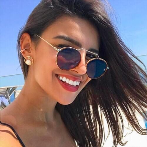 Vintage Shades Round Sunglasses Ladies Original Luxury Brand Sun Glasses For Men Women Fashion Red Gradient Glasses FML