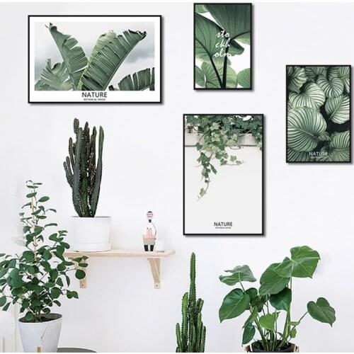 Modern Nordic Simple Green Plants White Background Light And Elegant Light Luxury Living Room Background Decoration Painting
