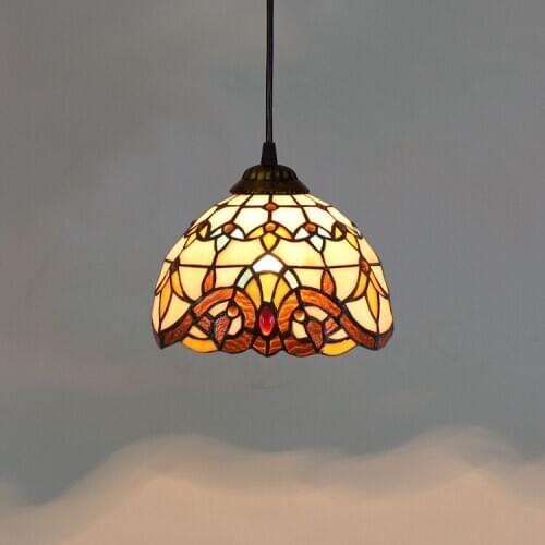 20cm Tiffany Baroque Colored Glass Restaurant Balcony Aisle Corridor Soldering Glass Chandelier Bar Light