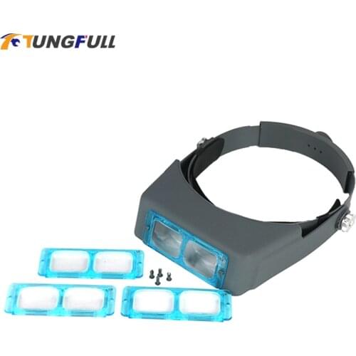 Tungfull Headband Magnifier Head-mounted Hands Free Magnifying Glasses Loupe Visor For Electronics Watch Repair Jewelry