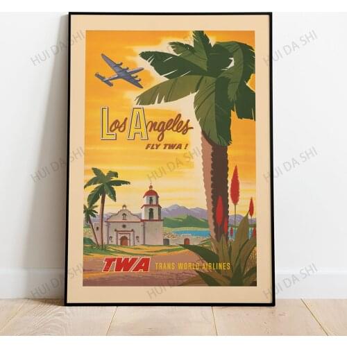 Los Angeles Vintage Travel Poster, Vintage Travel Advertisement Poster, Canvas Print, United States, California, Home Decor