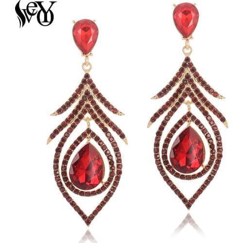 VEYO Crystal Drop Earrings Vintage Leaf shape Full Rhinestone Earrings for Women Free shipping