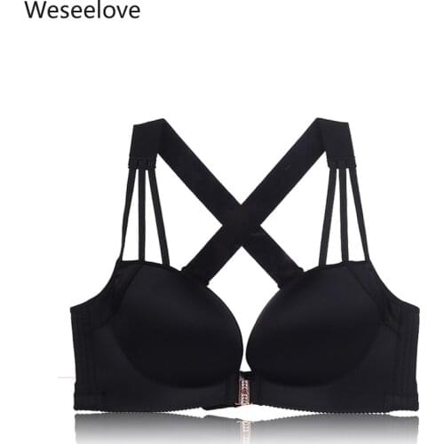 Weseelove Women Push Up Seamless Extra Large Bra Sexy Lingerie Plus Size Bra Beauty Back Bralette Black Adjusted Underwear X38-4