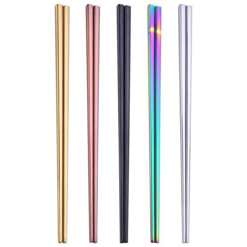 1 Pair Colorful Chopsticks Metal Chinese Stainless Steel Reusable 5 Colors Great