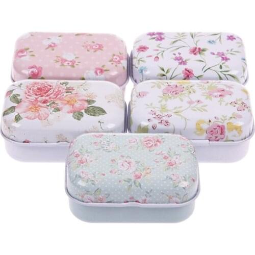 1Pc Cute Small Size Metal Storage Box Mini Tin Jewelry Storage Box Zakka Girl Favor Household Lovely Iron Box #52042