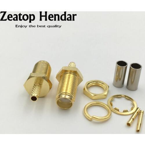 10Pcs Brass Gold Plated SMA Female Jack Center Nut Bulkhead Crimp for Coaxial RG174 RG316 RG178 LMR100 Cable RF DIY Connector
