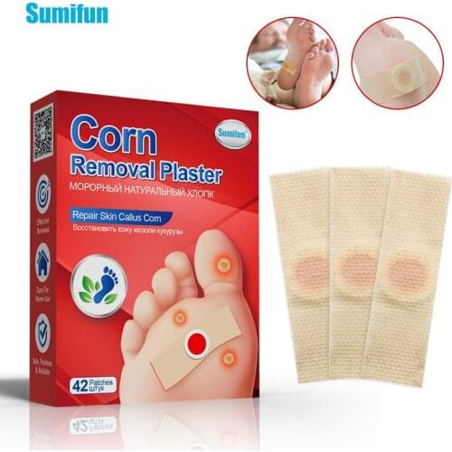 42Pcs Foot Remove Corns Stickers Foot Calluses Plantar Hard Foot Corn Warts Thorn Removal Patch Herbal Medical Plaster Painless