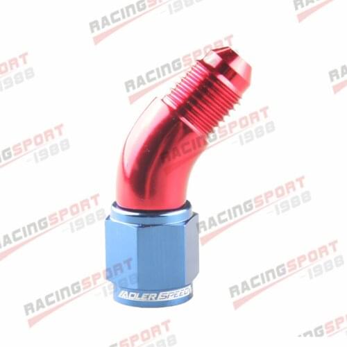 4AN AN4 -4AN Female To Male 45 Degree Full Flow Union Adapter Fitting Red/Blue