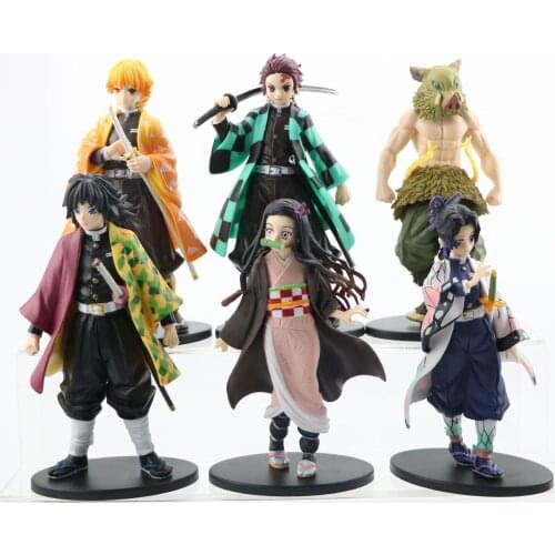 6pcs/set Anime demon slayer figure toy Kimetsu no Yaiba Kamado Tanjirou Nezuko Agatsuma Zenitsu Hashibira Inosuke figure toy