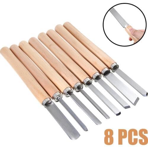 8Pcs High Carbon Steel Wood Turning Lathe Tools Chisel Gouge Woodworking Set Woodworking Tool Craft Carving Chisel