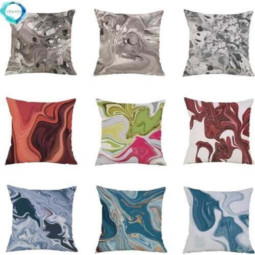 Abstract Geometric Texture Pillowcase Colorful Marble Print Cotton Linen Cushion Cover for Home Decor 45x45cm Fundas De Cojin