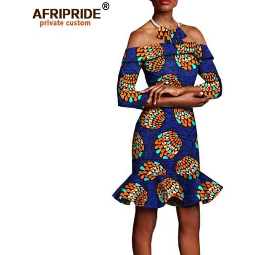 African Dresses for Women Casual Dress Matching Print Necklace Pure Cotton Plus Size Mini Dress Casual Ankara Dress A1825041