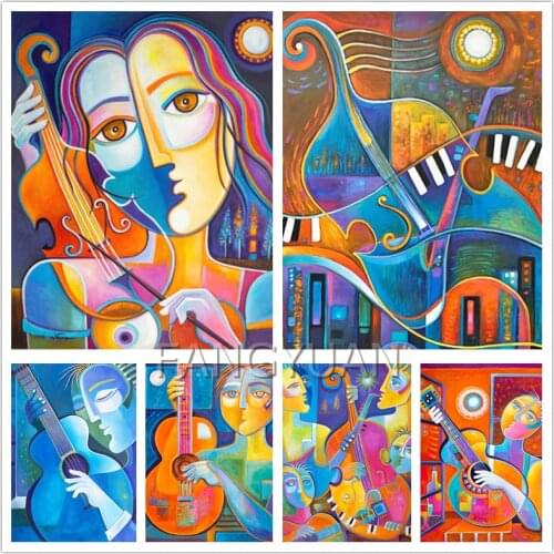 Abstract Color Musician Diy Diamond Painting Cross Stitch Resin Crystal Embroidery Needlework Mosaic Home Decoration Wall Art