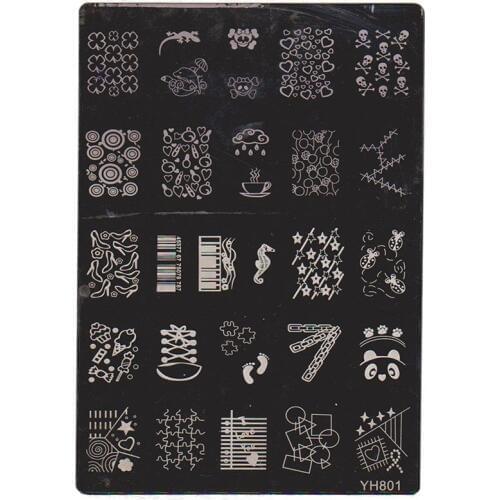Large Size Nail Stamp Plates Retail YH801-YH810 Fashion Designs Stamping Nail Art SetTemplates