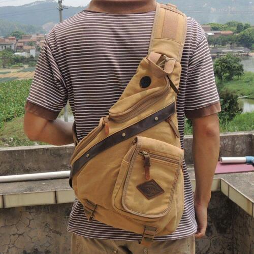 Travel Men Satchel Sling Bag Retro Chest Pack Messenger Shoulder Bag Cross Body