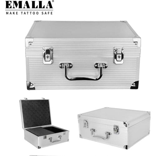 EMALLA 1PCS Tattoo Machine Case Box Aluminum Alloy Tattoo Machine Gun Organizer Holder Packing Box with Lock Tatoo Accessories