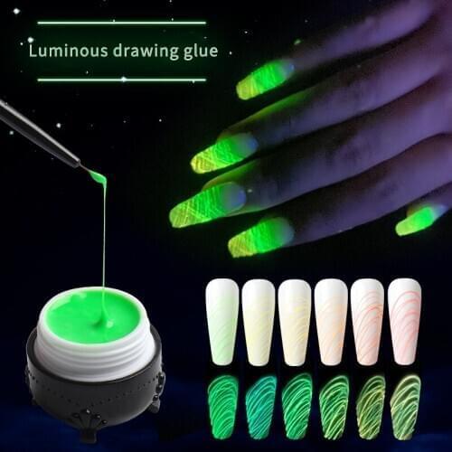 SKVP Luminous Spider Nail Gel 10ml Pulling Silk Fluorescent Neon Effect Art Wire Drawing UV Glow In The Dark Soak Off Gel Polish