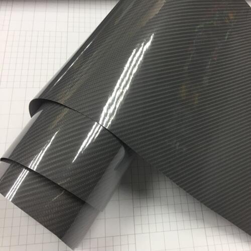 High Glossy Grey 5D Carbon Fiber Vinyl Film Auto Wrapping Film Motorcycle Tablet Car Styling Stickers with Air Free Bubble