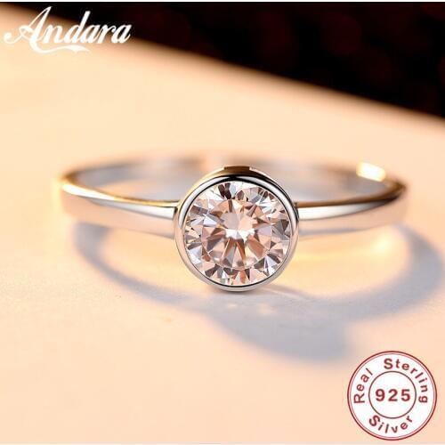 925 Sterling Silver Ring With Round Eternal Elegance And LadyS Crystal Ring Wedding Gift European Jewelry