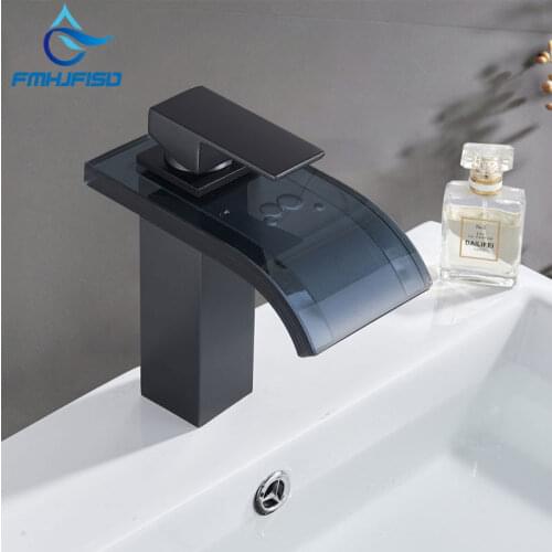 ORB Basin Sink Fucet Hot Cold Mixer Crane Tap Deck Mount Glass Single Cold Waterfall Outlet Bathroom faucets