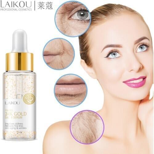 LAIKOU 24K Gold Snail Anti-Aging Face Serum Hyaluronic Acid Whitening Essence Nicotinamide Moisturizing Brighten Tighten Skin