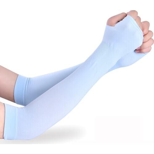Summer Ice Silk Sunscreen Long Sleeves Arm Outdoor Driving Arm Warmer Sun UV Protection Hand Protect Cover Half Finger Sleeves