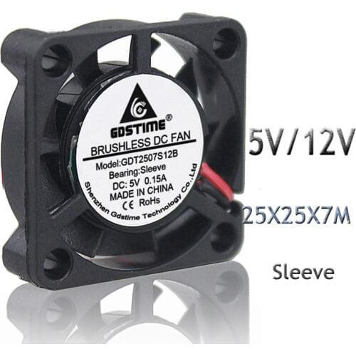 GDSTIME 25mm 25x25x7mm 12V Mini Cooling Fan with 2Pin DC Brushless Radiator 5V Cooler Fans