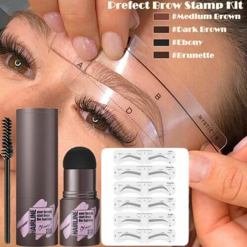 Fashion Eyebrow Stamp Shaping Kit Pro Eye Gel Brow Stamp Makeup Kit With 24 Reusable Eyebrow Stencils Eyebrow Brushes TSLM1