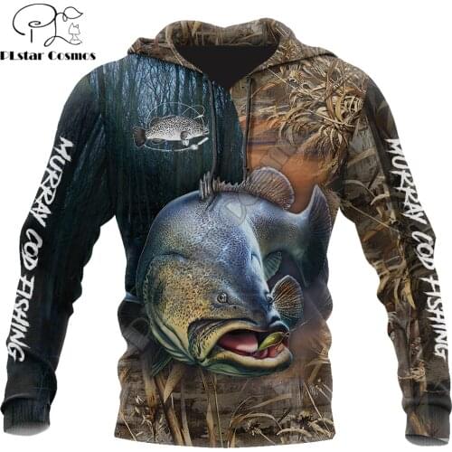 Murray Cod Fishing 3D Printed Mens Hoodie Harajuku Streetwear Pullover Autumn Zip Up Hoodie Unisex Jacket Tracksuits DW0162