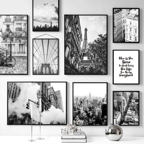 No Frame Wall Art Canvas Painting Black And White City Landscape Interior Decoration For Home Wall Picture For Living Room