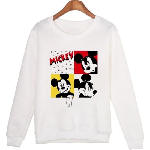 Kawaii Mickey Mouse Print New 2021 Disney Pullover Sweatshirt Aesthetic Cartoon Women Casual Long Sleeve Hoodies Tops Dropship