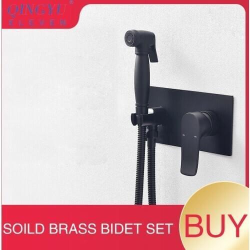 New Arrival Solid Brass Matte Black Bidet Shower Faucet Set Muslim Ducha Higienica Cold And Hot Water Mixer Tap Toilet Faucets