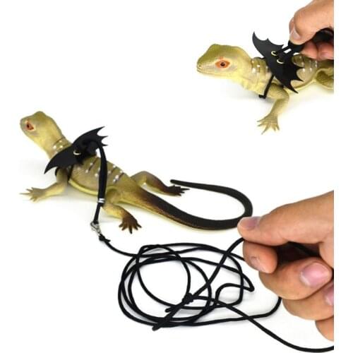 Pet Lguana Adjustable Wing Style Small Lizard Reptile Harness Climbing Rope Belt Dragon Harness Leather Leash
