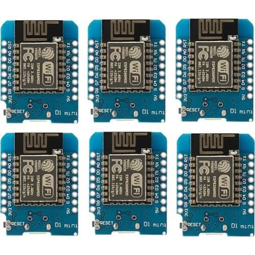 6pcs ESP8266 ESP-12 Wemos D1 Mini WiFi Development Board Micro USB 3.3V Based On ESP-8266 With Pin ESP12 WeMos D1 Mini Module