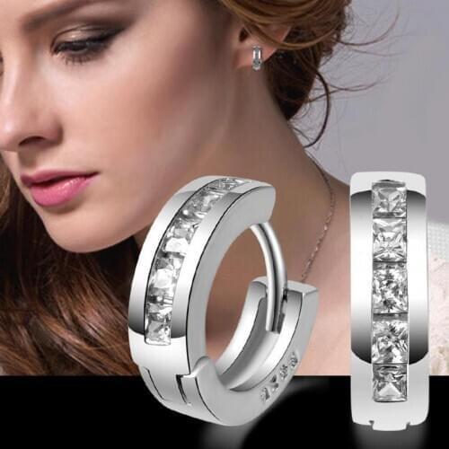 Silver-plated jewelry pendientes mujer earrings brincos plata earing stud orecchini oorbellen women jewelry crystal round