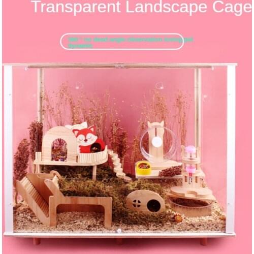 High Transparent Acrylic Hamster Cage Oversized Hamster Villa Chipmunk Golden Bear Small Animal Cage Hamster Accessories