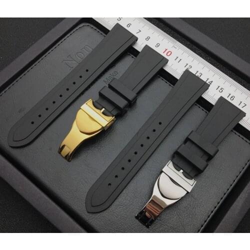 New Brand 22mm watchband Black Waterproof Silicone Rubber Replacement Wrist Watch Band Silver Gold Clasp For Tudor strap tools