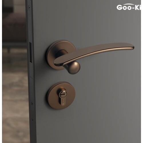 Goo-Ki Nordic Silent Door Lock Bedroom Door Handle with Lock Interior Security Door Handle Lock Cylinder Security Mute Door Lock
