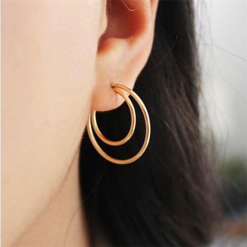 Real 14K Gold Filled Hoop Earrings Gold Fine Jewelry 30MM Hoop Earrings Brincos Pendientes Oorbellen Boho Earrings for Women