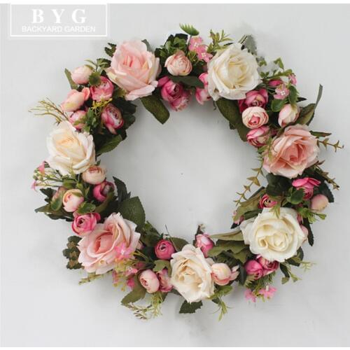 Silk Wearth Rose Artificial Flowers Wreaths Door Perfect Quality Artificial Garland For Wedding Decoration Home Party Decor