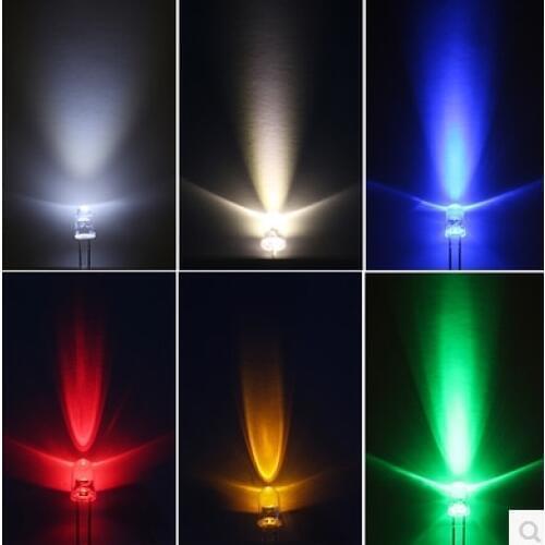 Mix through hole 3mm led diode light beads water clear